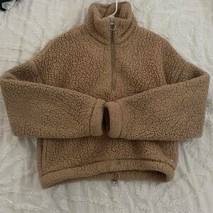 Hollister Camel Teddy Sherpa Half-Zip Pullover